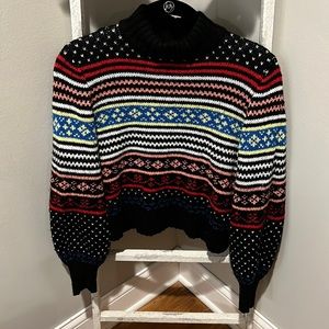 American Eagle Multicolor Fair Isle Ballon Full Sleeve Mock Neck Sweater